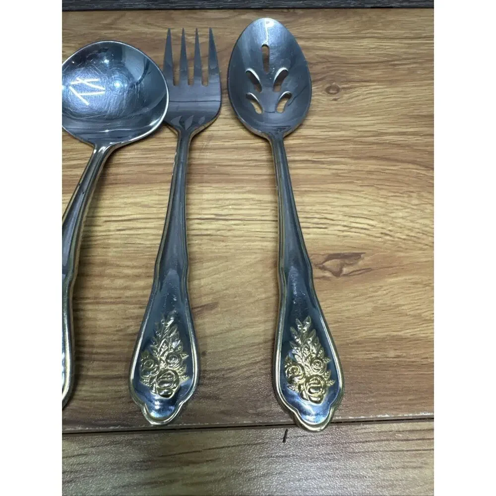 Royal Albert Old Country Roses 5-Pc Serving Set 18/10 Stainless Gold Accents